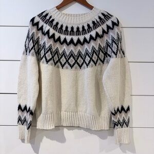 Lucky Brand Fair Isle Nordic Cozy Winter Sweater L Boho Lodgecore